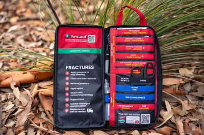 Slimline kit opened on the forest floor, showing the fracture instruction panel