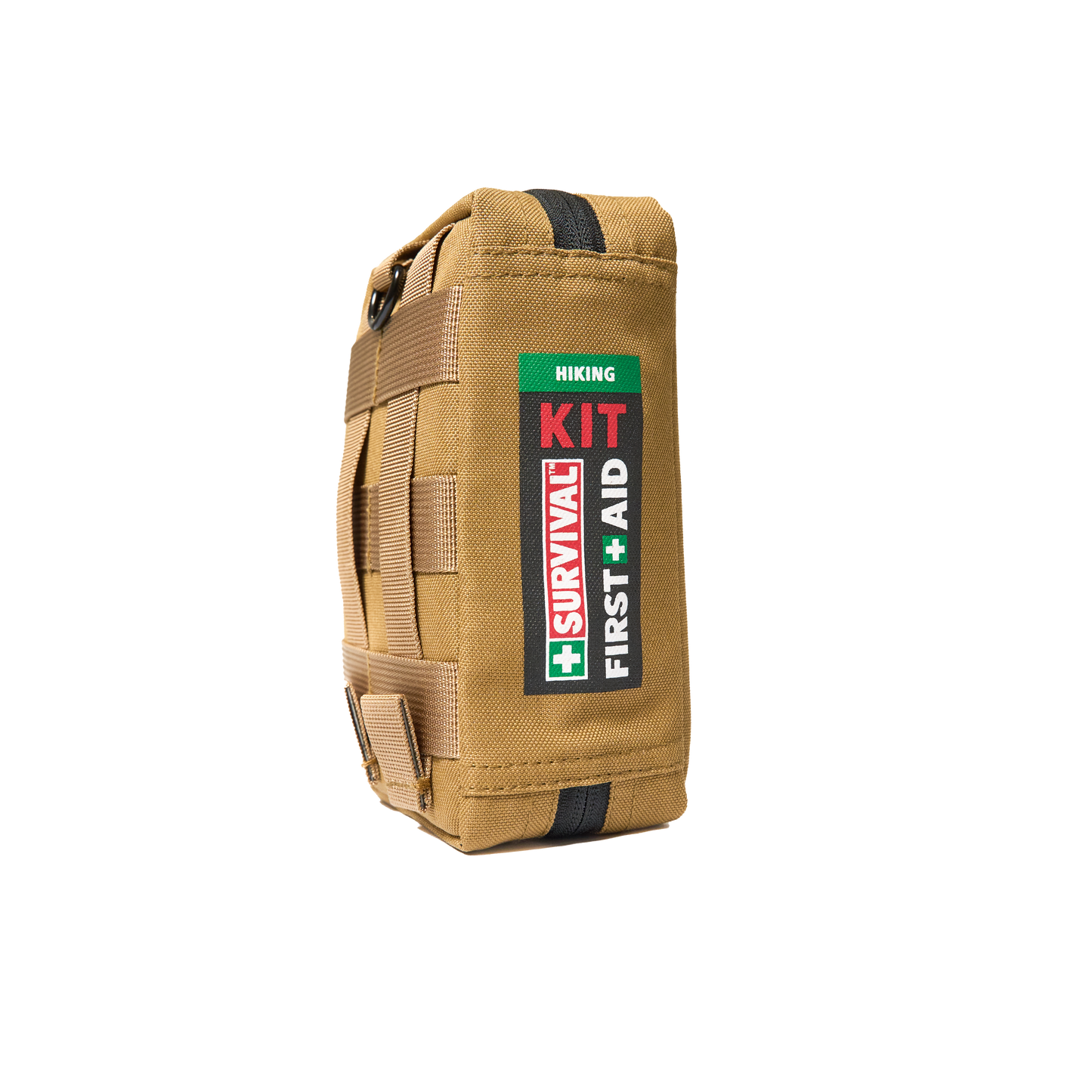 Coyote-coloured Hiking first aid kit, closed, with MOLLE webbing