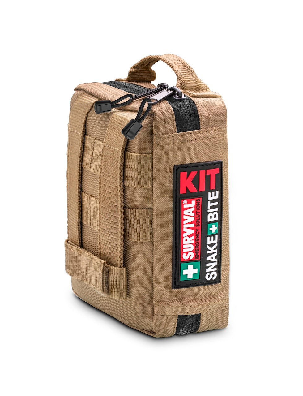 Coyote-coloured SURVIVAL Snake Bite pouch, closed, with MOLLE webbing