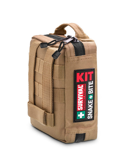 Coyote-coloured SURVIVAL Snake Bite pouch, closed, with MOLLE webbing