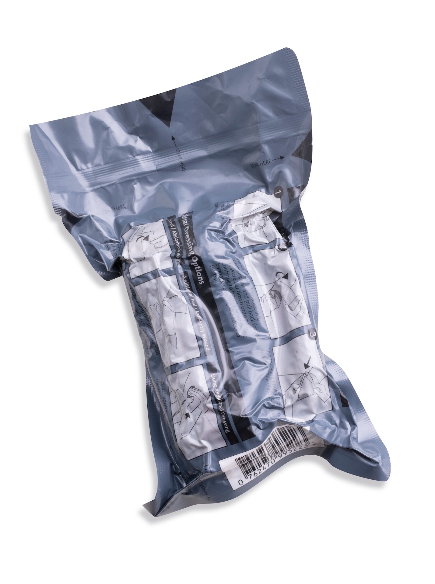 Vacuum-sealed pack holding the rolled trauma contents