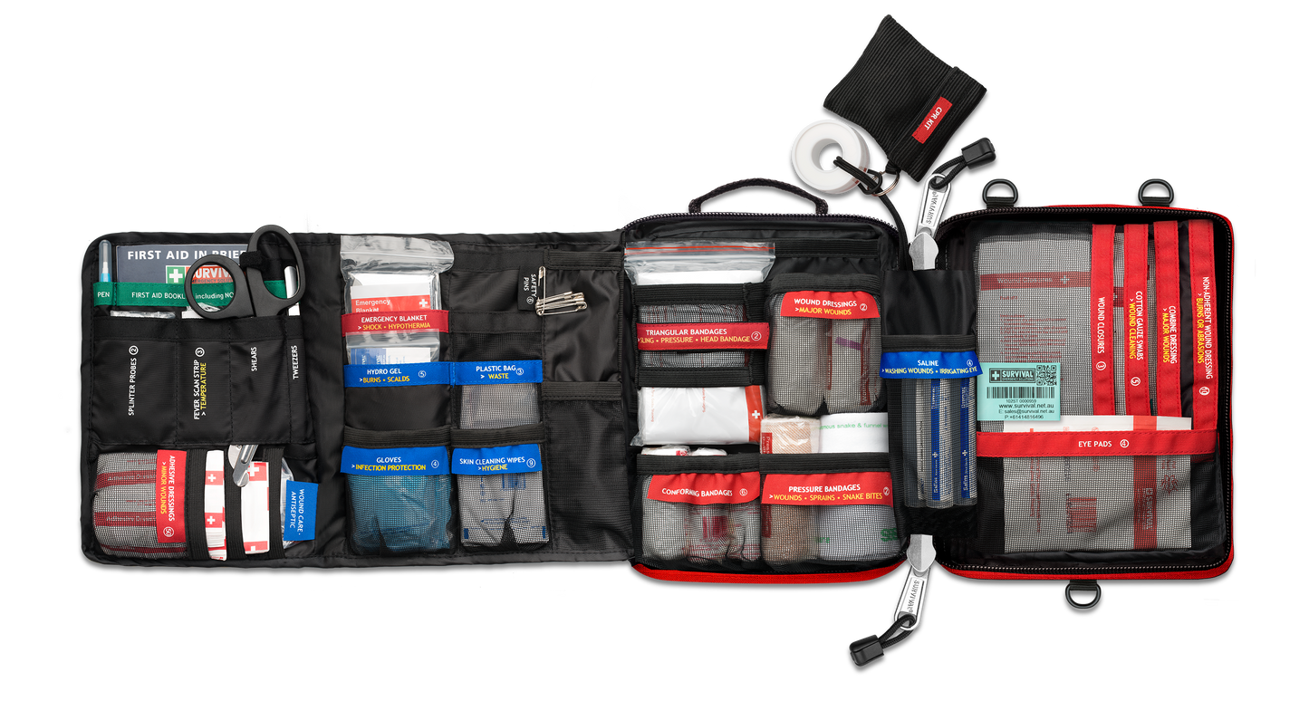 Workplace case fully opened, showing the four colour-coded sections