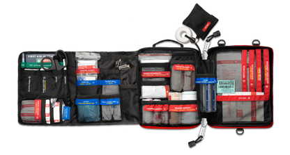 Workplace case fully opened, showing the four colour-coded sections